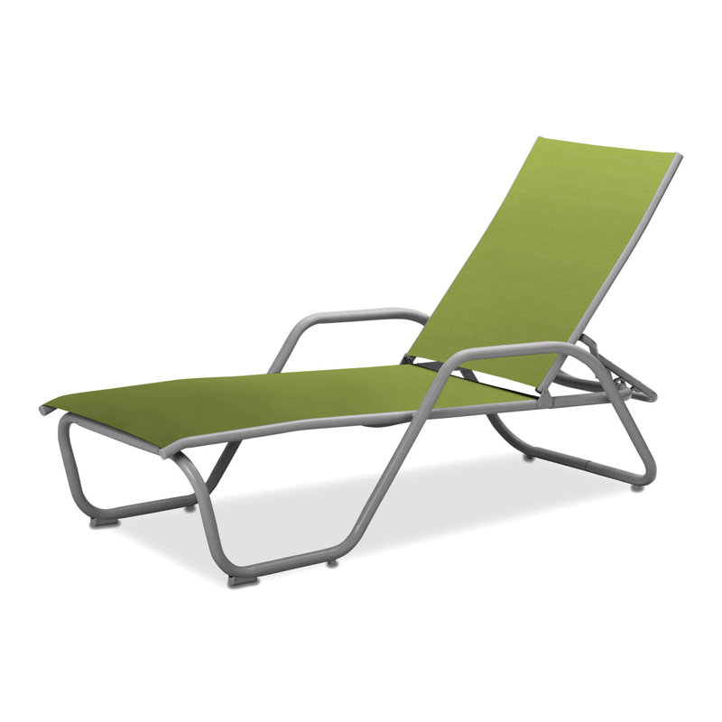 Outdoor Rust-Resistant Metal Chaise Lounge, Lime 38D Sunbrella®, Textured Desert