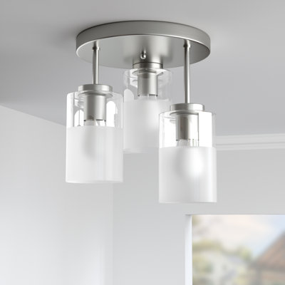 Renley 11.5"-3 Lights Modern Cluster Brushed Nickel ETL Semi Flush Mount Lighting Fixture For Dining Room Hallway/ Living Room