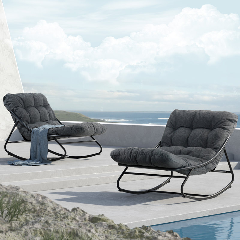Outdoor Samba Rocker Chair with Cushions, Dark Grey / Dark Grey 