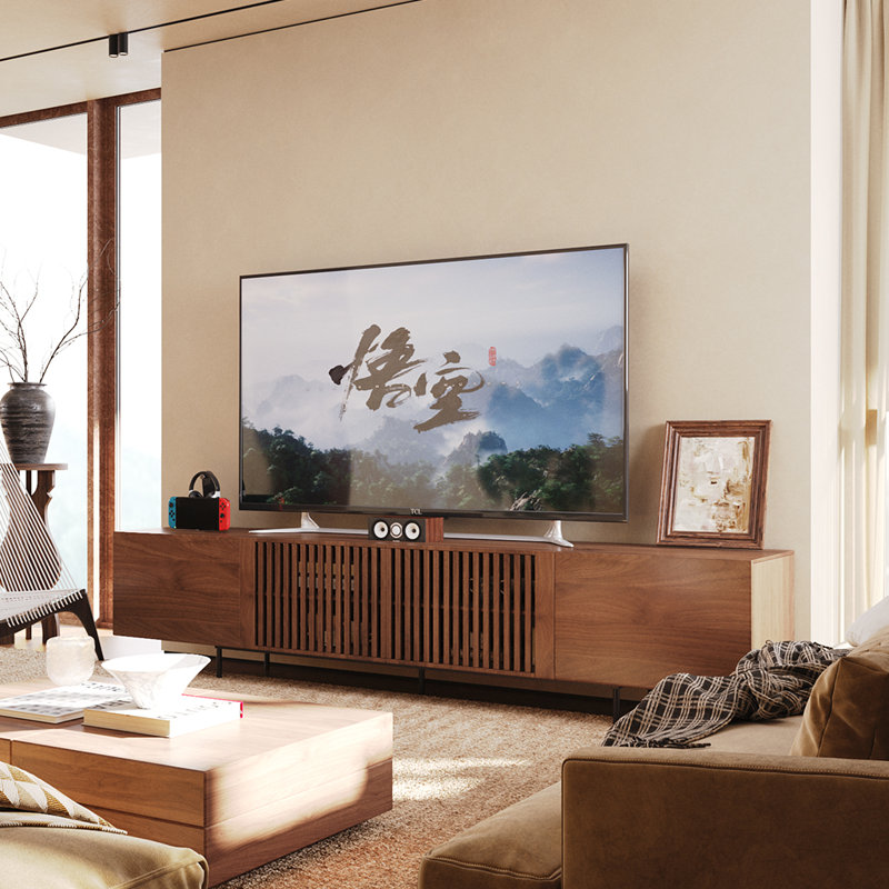 Banvra Mid-Century Modern TV Stand with 4 Storage Cabinets for Living Room