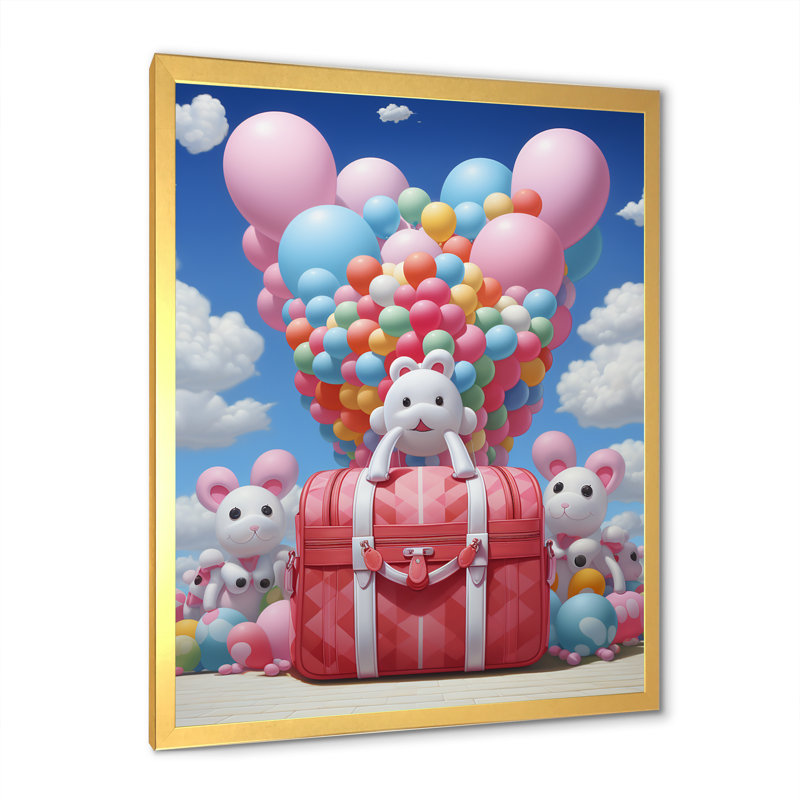 «Playful Ballons», sac à main, Cadre doré simple, H 44 po x l 34 po x P 1,5 po