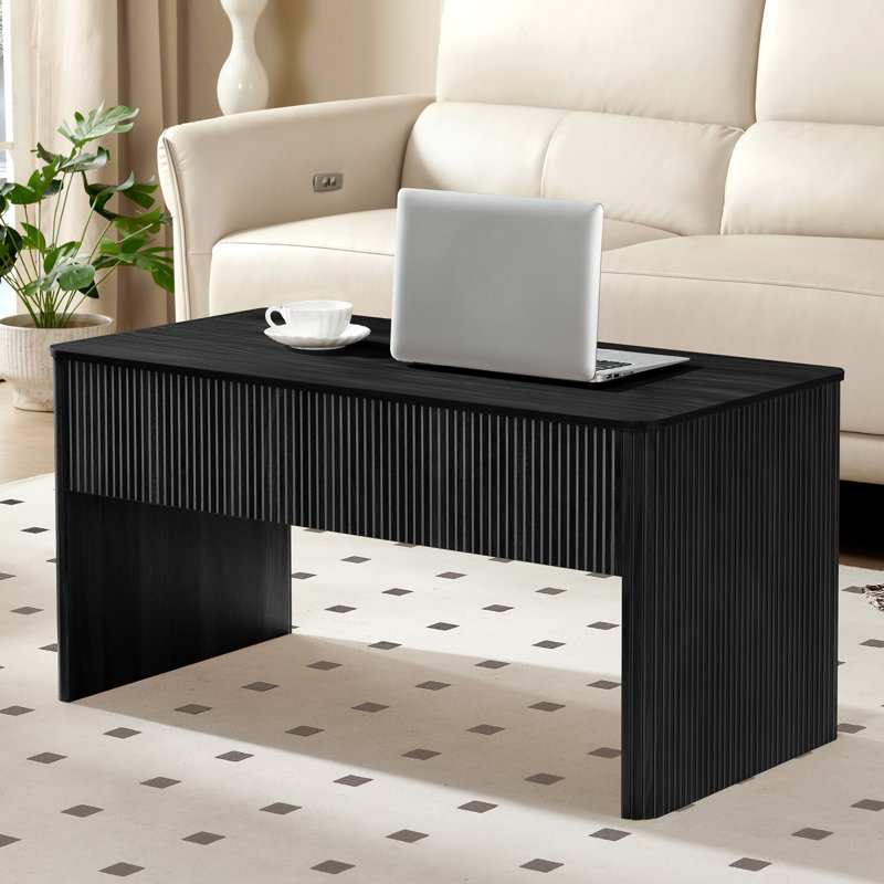 Table basse à plateau relevable avec rangement, Noir
