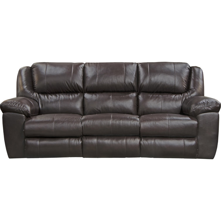 Conover Scoop-Arm Leather Wall Recliner Sofa