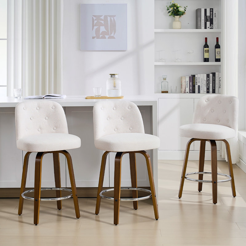 Tabouret de bar et de comptoir pivotant rembourré, Blanc, 3, Tabouret de comptoir (siège d'une hauteur de 26 p