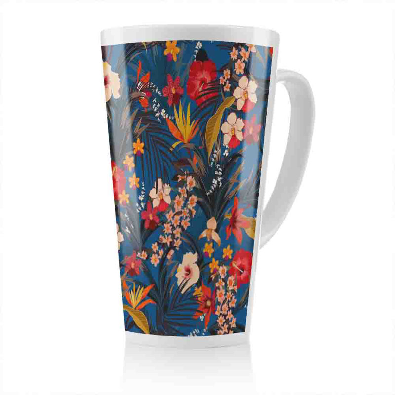 Bright Tropical Flowers & Plants Latte Mug