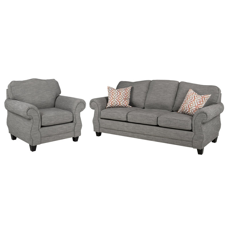 Baskerville Fabric Sofa & Chair Set, Gray