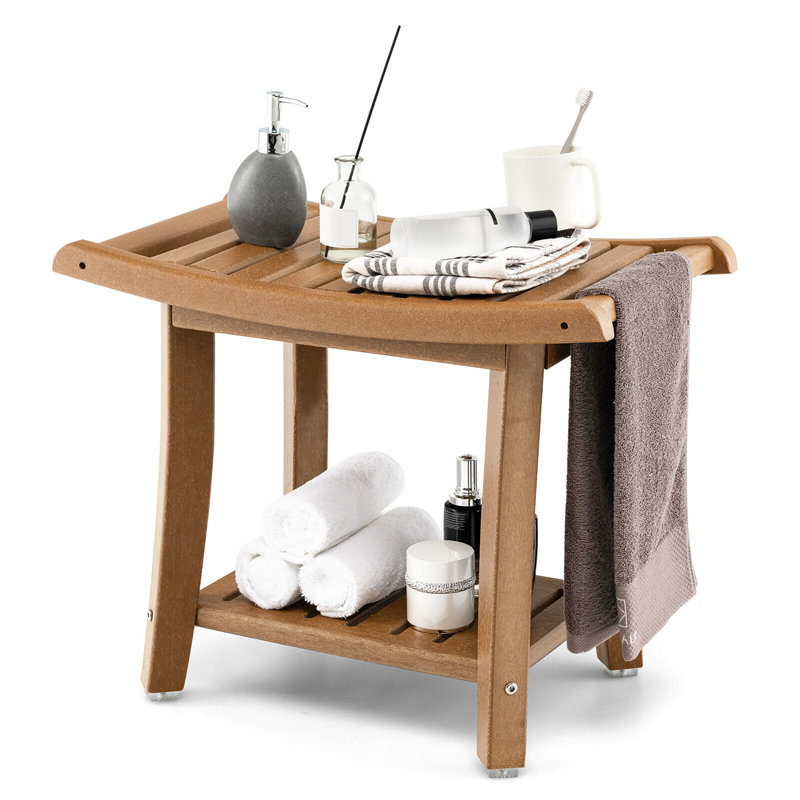 24'' W HDPE Shower Bench, Brown