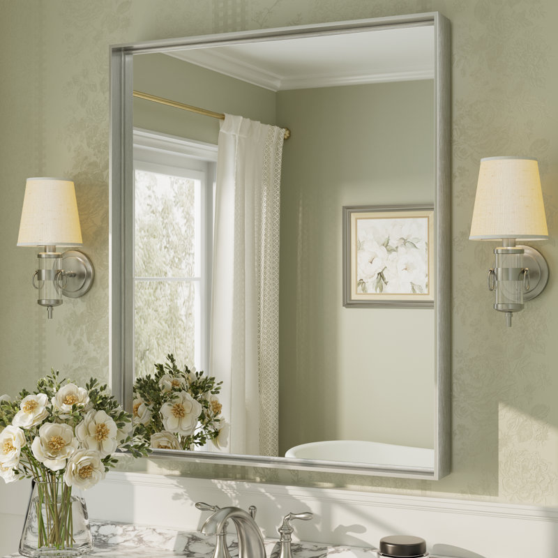 Miroir mural Aevar, 36 po x 30 po, Argent brossé