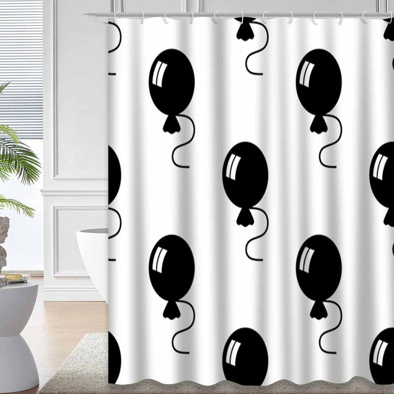Rideau de douche noir avec 12 crochets, L 72 po x l 84 po