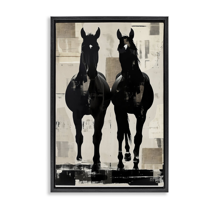 Cadre flottant à paire de chevaux Equinity, design par Annabelle Hall, Cadre flottant noir de jais, H 25 po x l 17 po