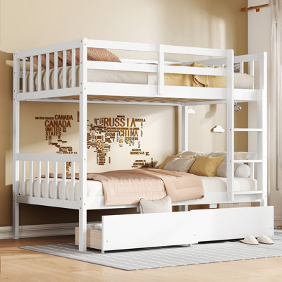 Twin Over Twin Solid Wood Standard Bunk Bed With Drawers