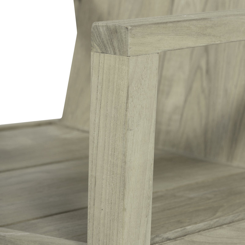 Ashland Patio Dining Armchair with Cushions, Oyster Teak, Rollo Lace InsideOut® Linen, No Welt