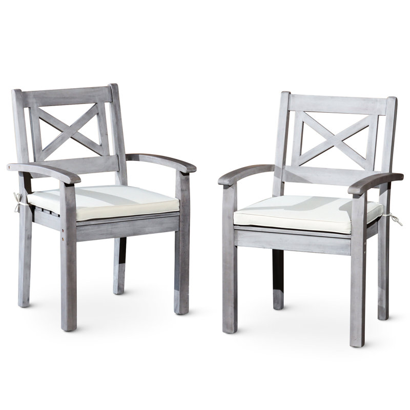 Chaises de salle à manger d'extérieur en bois massif pour 2 personnes - Gris argenté pour 2 personnes