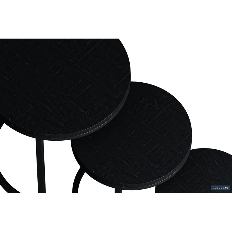 Jean 3 Piece Nest of Tables, Mango Black