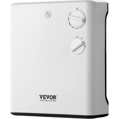 Electric Wall Heater 1500W, Small Space Heaters with Knob Adjustment, Tip-Over & Overheat & IPX24 Waterproof Safety Protection, Wall-Mount/Tabletop for Indoor Use, Fixed Screws Included, White