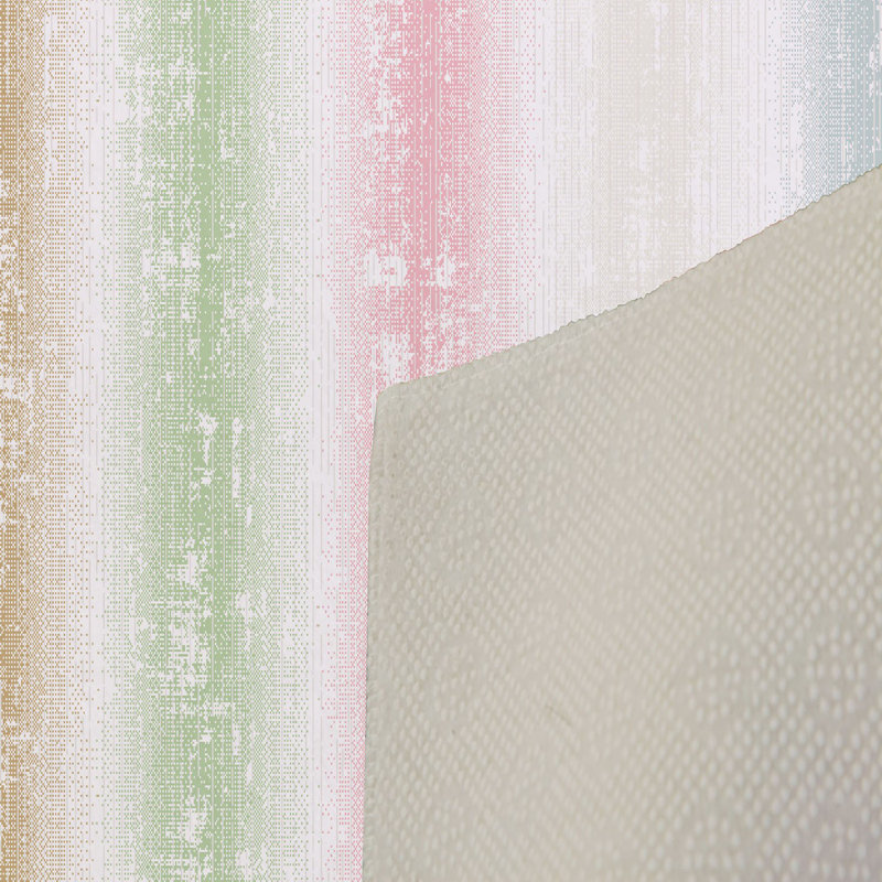 Tapis rayé en polyester fabriqué à la machine en rose / vert / brun, Rectangle 3 pi 11 po x 5 pi 11 po