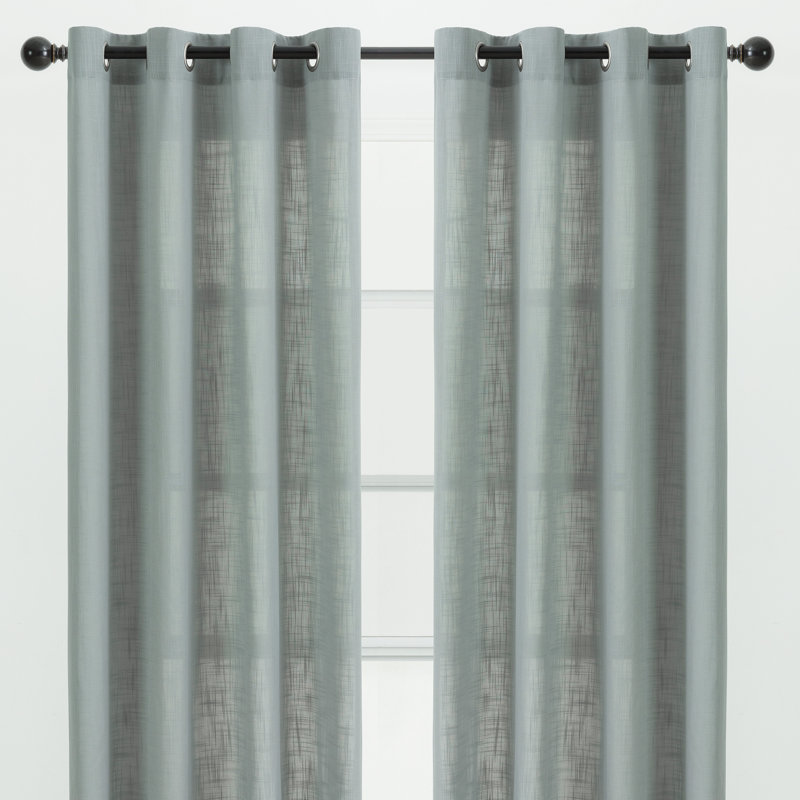 Paire de rideaux semi-transparents avec œillets Monge, L 52 po x L 63 po, Roche calcaire