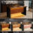 63" Modern Kitchen Island With Marble-Look Surface, LED Lights & Grille Design For Dining Room, Living Room, Black(Island Only)