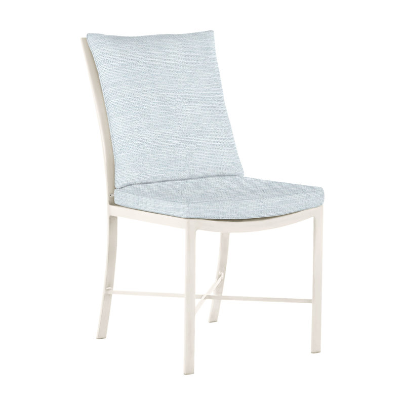 Monaco Patio Dining Side Chair with Cushions, Slate Gray, Paper Sky, No Welt