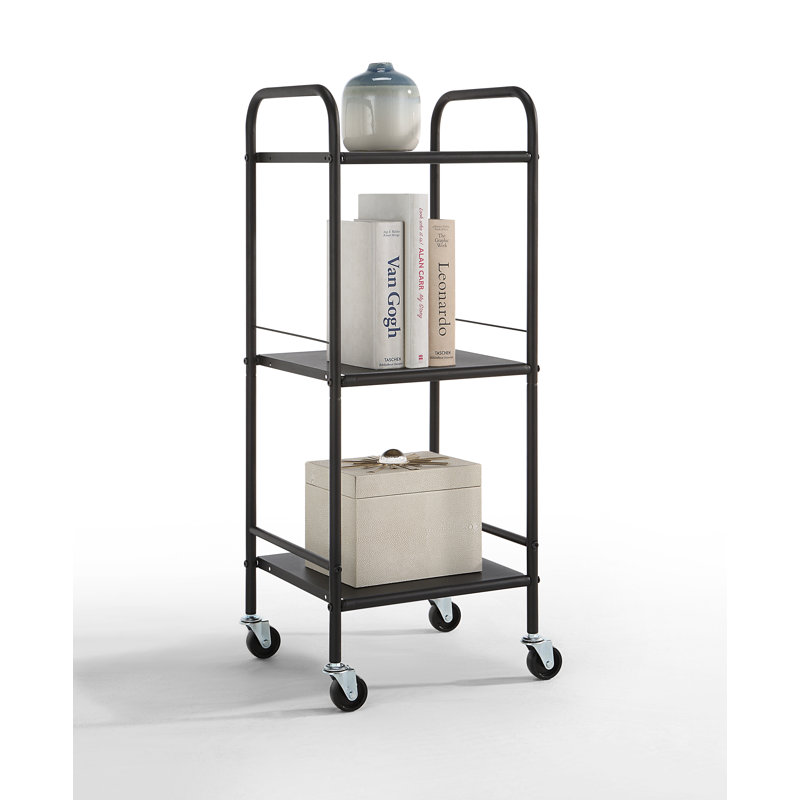 33.27'' H Utility Cart with Wheels, 33.27" H x 12.8" W x 11.81" D, Black