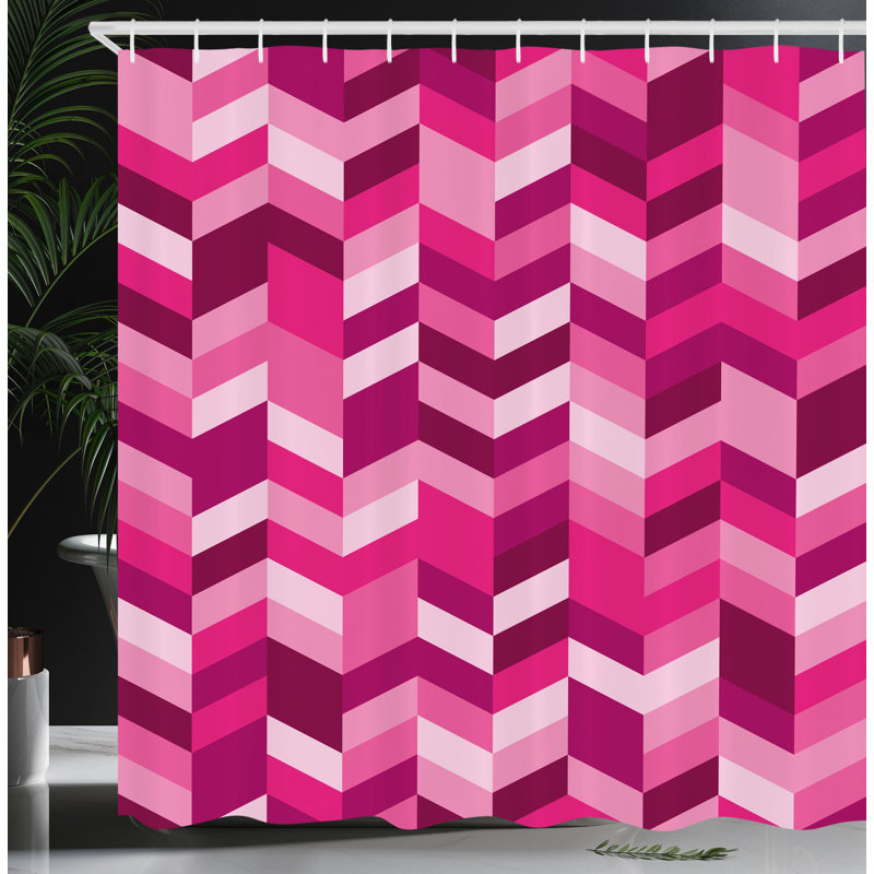 Ensemble de rideau de douche + crochets, H 75 po x l 69 po, Rose vif