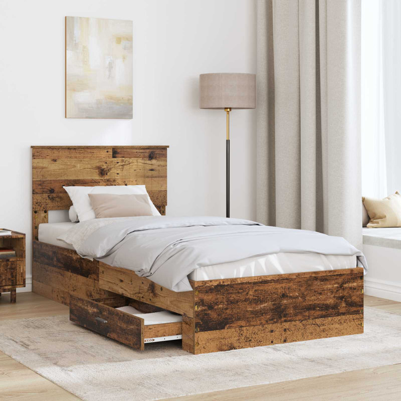 Bed, European Single (90 x 200 cm), Old Wood