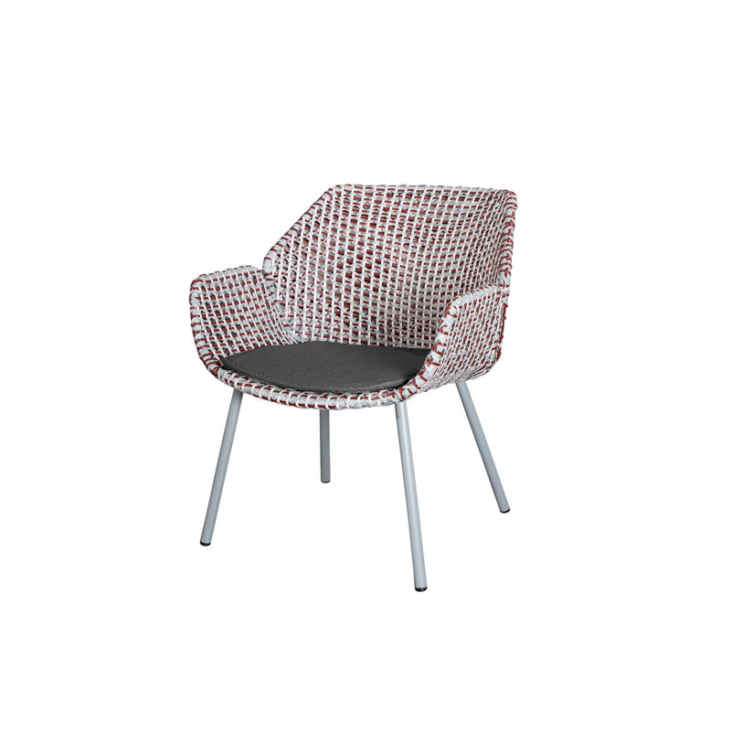 Vibe Patio Armchair with Cushion, Taupe, Bordeaux/Dusty Rose