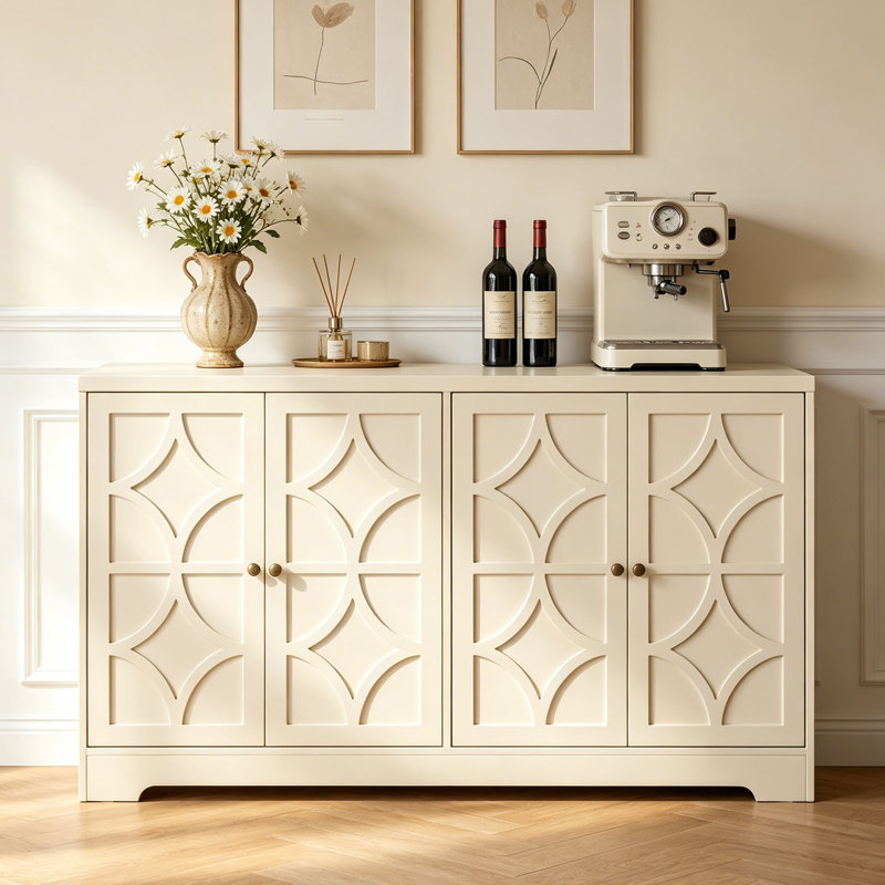 Sideboard Cabinet With 4 Doors, Beige