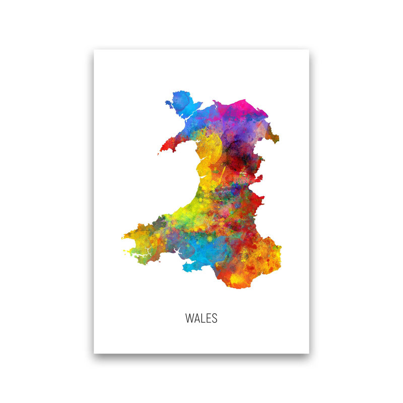 Wales Watercolour Map by Michael Tompsett - Print, Unframed, 42cm H x 30cm W x 1cm D