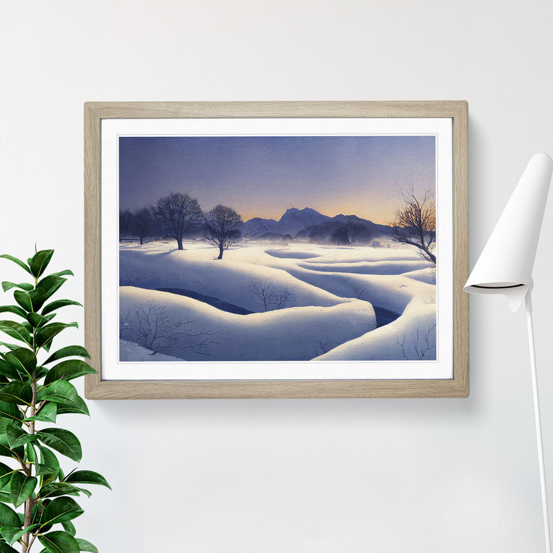 Winter Mountain Landscape Vol.3 - Framed Print, 34cm H x 46cm W x 2cm D, Oak Framed