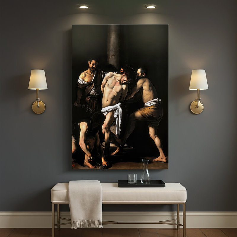 «The Flagellation of Christ», toile tendue par Caravaggio, 40 po x 60 po