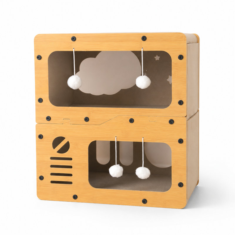 Grattoir pour chat en carton ondulé à 2 niveaux, lit de repos multifonctionnel pour petits chats, bloc-notes et boîte à courrier à griffer, jouet durable pour protéger les meubles des égratignures