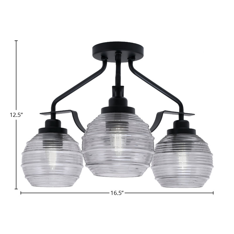 Odyssey 3 Light Semi-Flush Shown In With 6", Noir mat, gris