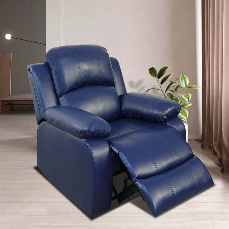 Fauteuil inclinable manuel standard en similicuir de 38,5 po Azuredee, Similicuir bleu royal