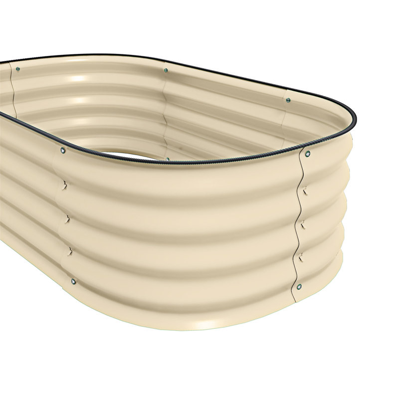 Galvanized Raised Garden Bed Kit Outdoor Metal Elevated Planter Box With Safety Edging, 11.76" H x 41.26" W x 24.51" D, White