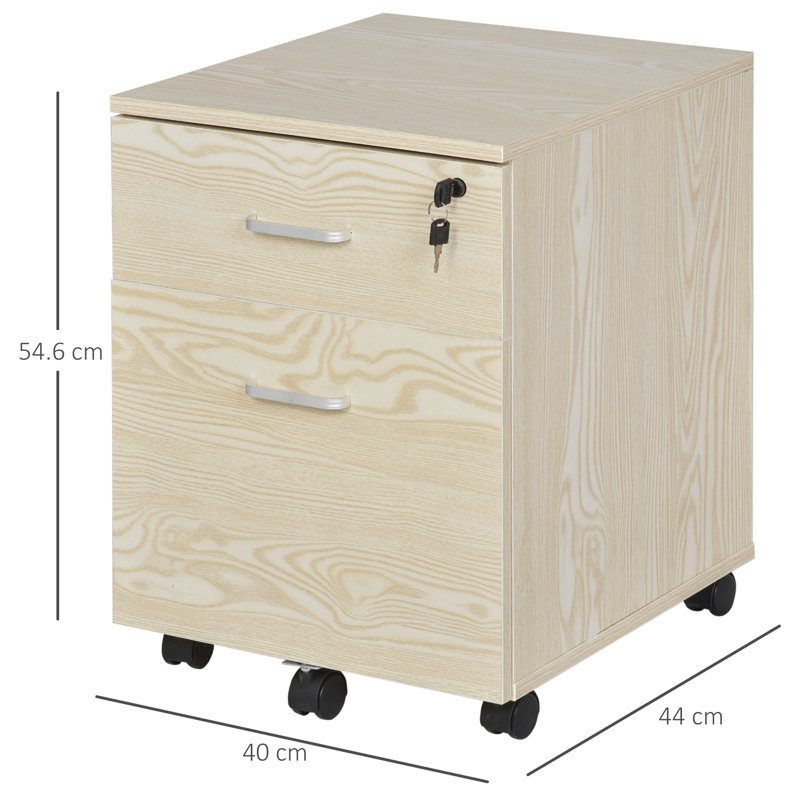 Brittani 40cm Wide 2 -Drawer Mobile File Cabinet, Oak
