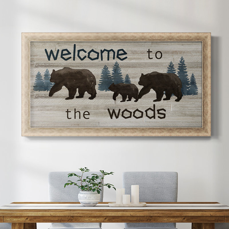 Toile avec cadre de qualité supérieure «Bears Welcome» prête à être accrochée, H 25 po x l 45 po x P 1,25 po