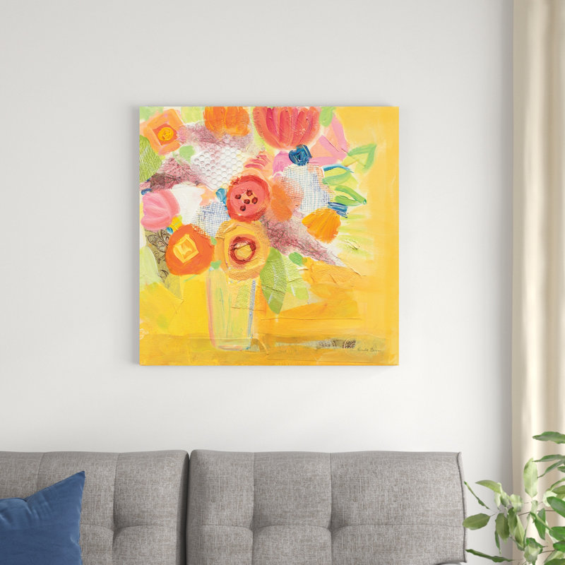 Floral jaune brumeux, H 30 po x l 30 po x P 1,25 po