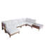 Ensemble de 8 meubles de patio modulaires d'extérieur en bois d'acacia, canapé modulaire rembourré beige avec table basse de rangement pour la cour