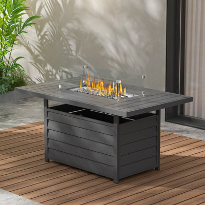 Table de foyer d'extérieur au propane en aluminium H 26,4 po x l 54,3 po Brandtley