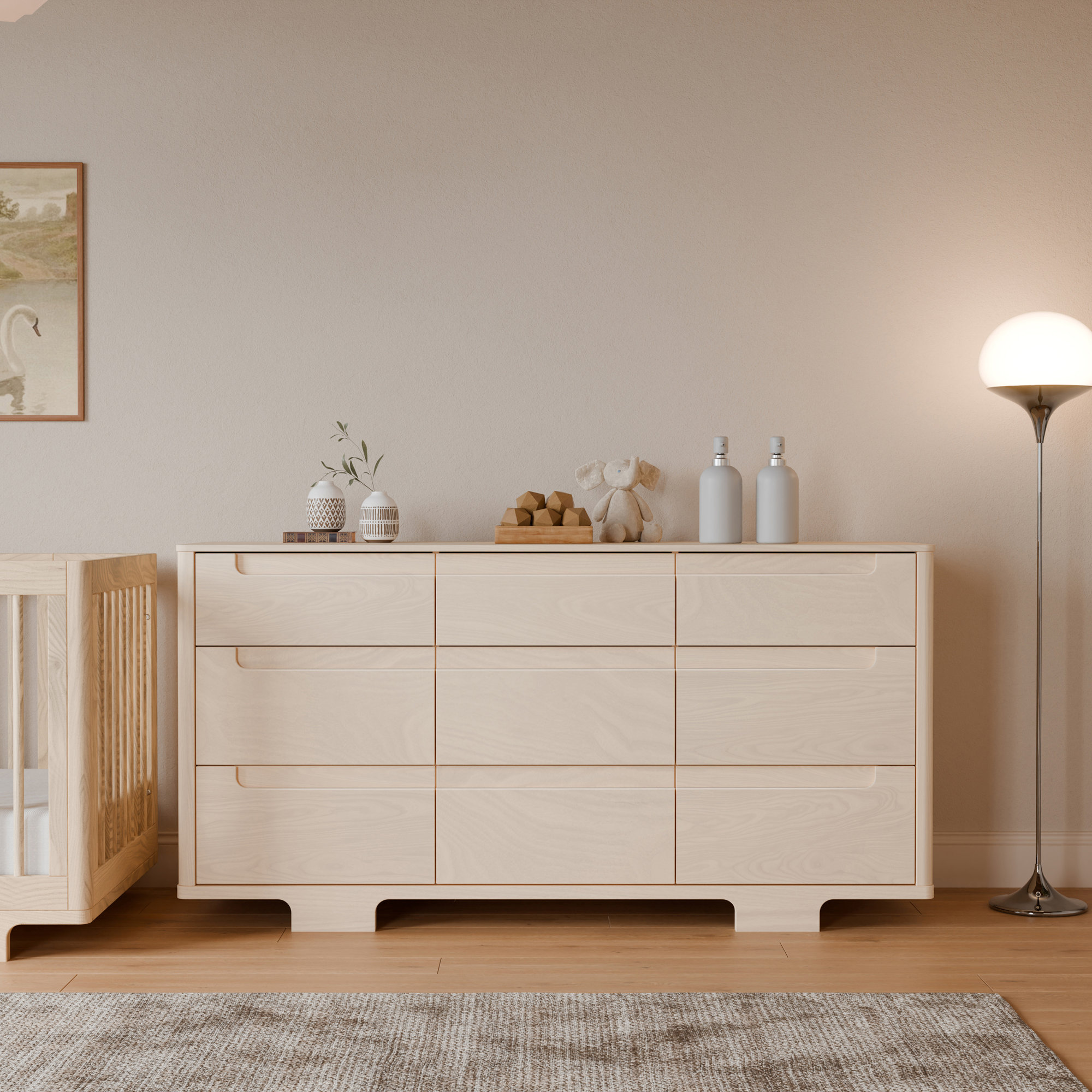 Yuzu 9-Drawer Dresser, Assembled, Washed Natural