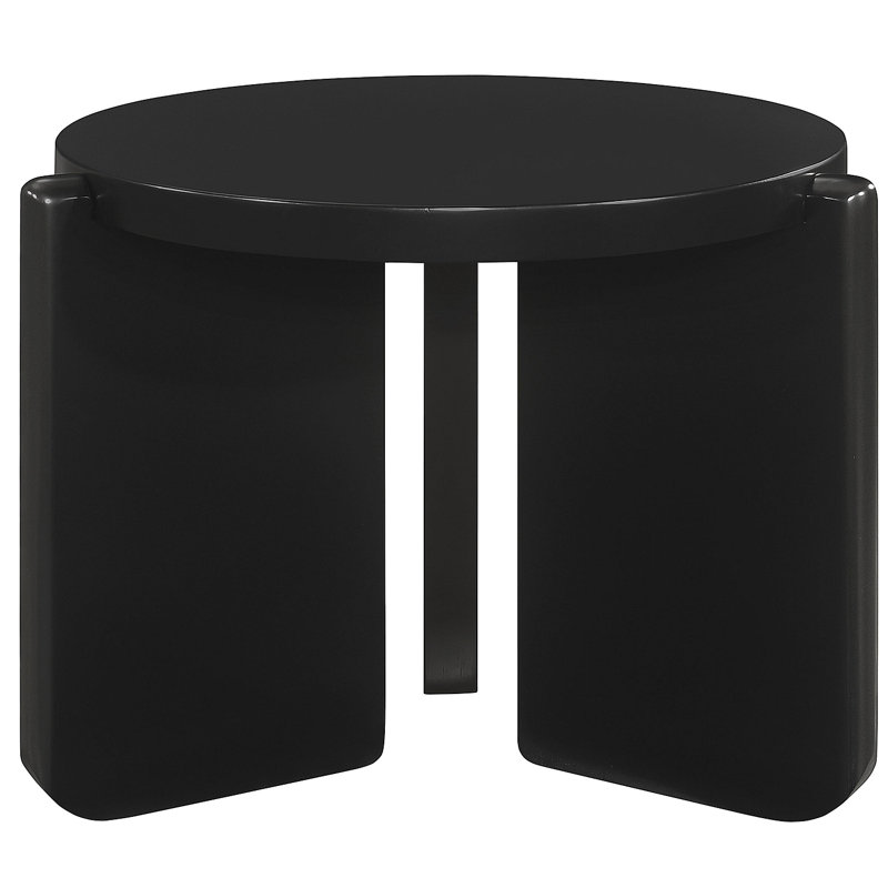 Harrison Black Round Solid Wood End Table