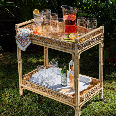 Provence Rattan Bar Cart