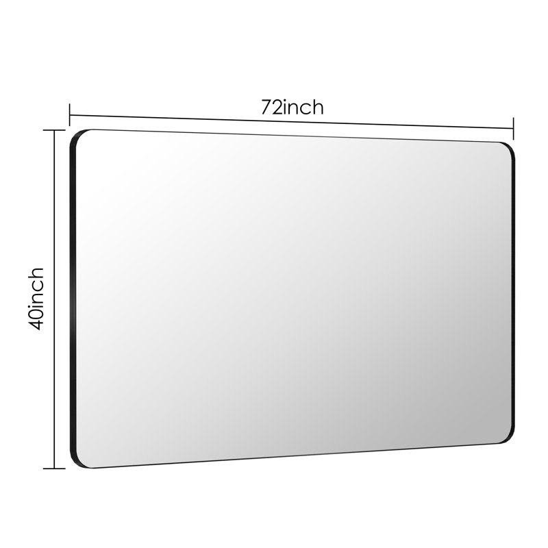 Miroir de salle de bain mural Premium Premium, 40 po x 72 po, Noir mat, Rectangulaire