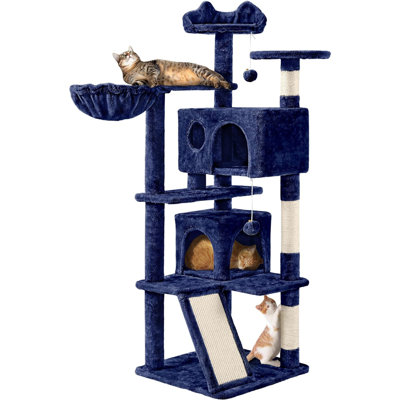 57 Inches Multi-Level Cat Tree Cat Condo With Scratching Posts Kittens Activity Tower Pet Play House Furniture, Pink