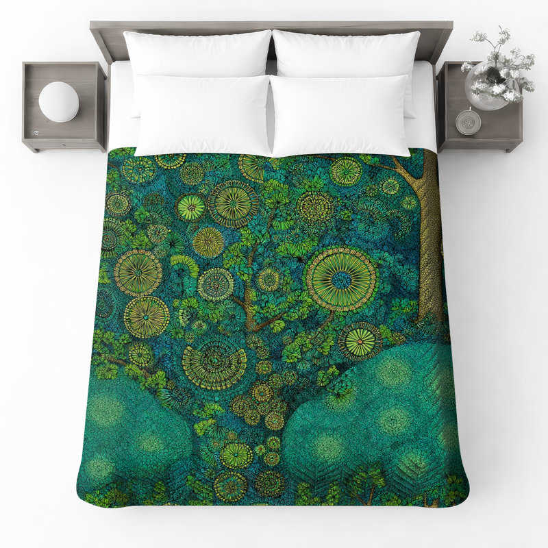 Intricate Tree Mosaic Quilted Bedspread All Sizes, King