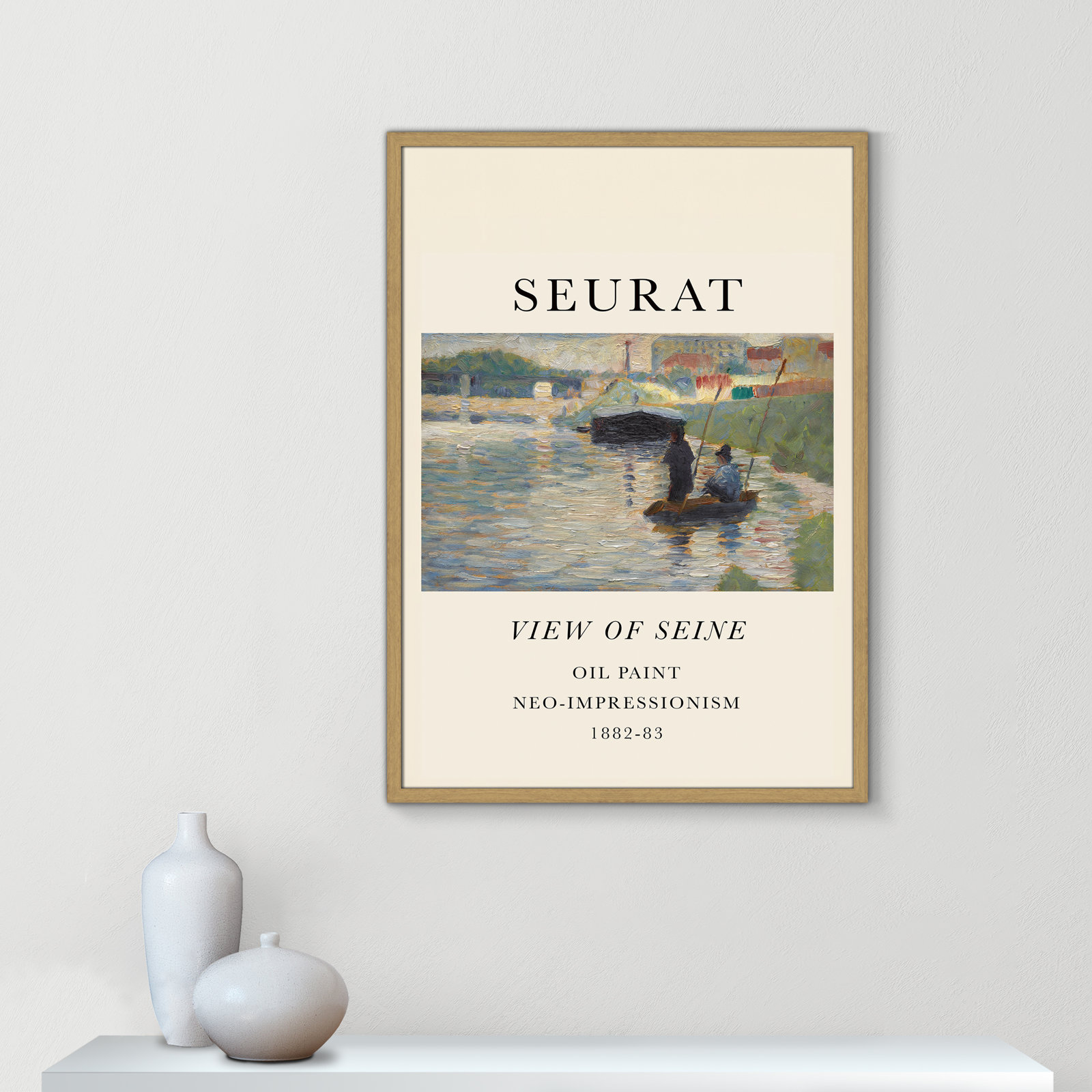 View Of Seine by Georges Seurat, No, Natural Single Picture Frame, 35.5" H x 25.5" W x 0.75" D