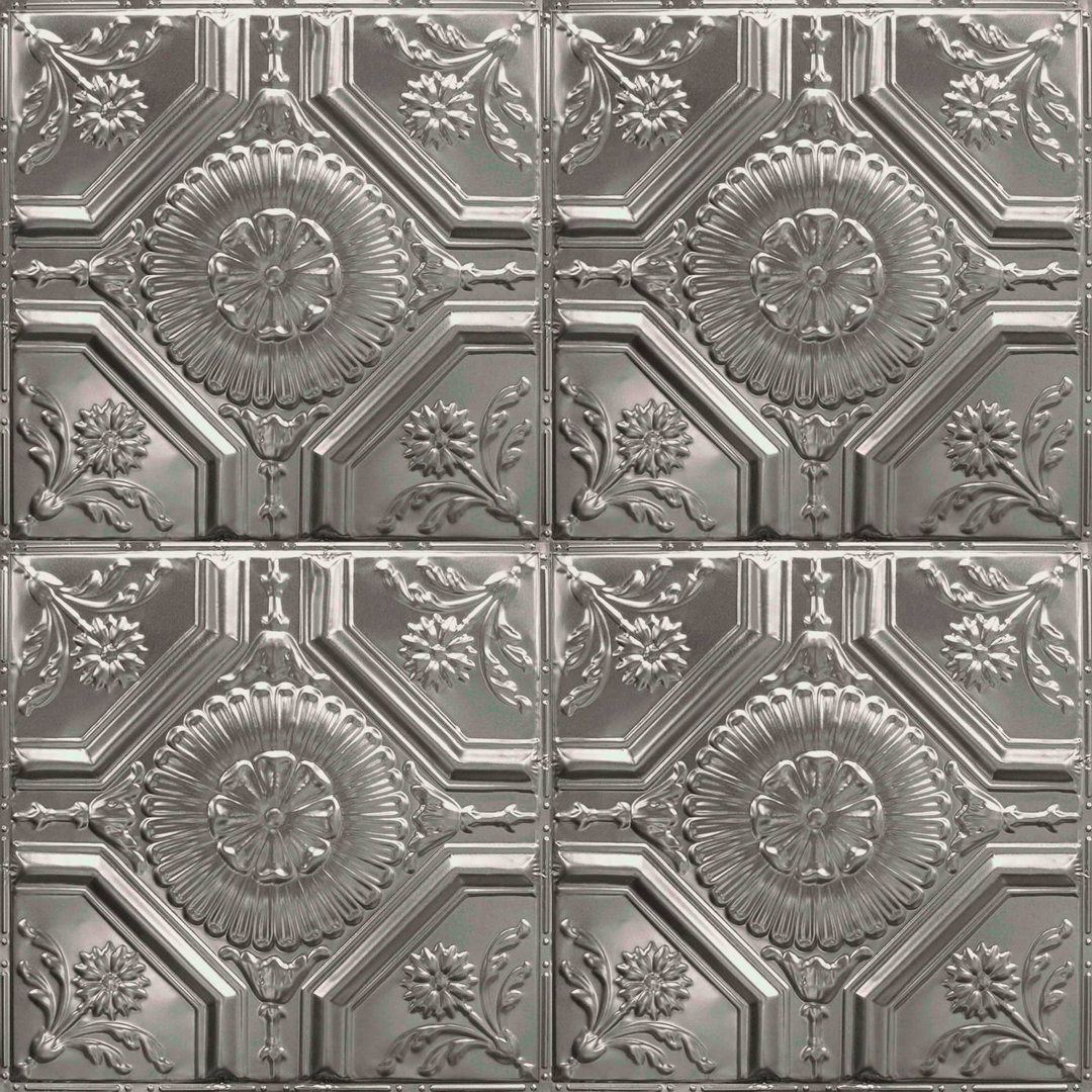 American Tin Ceilings  2' x 2' (24" x24") Wall Panels & Ceiling Nail-Up Tiles - Floral Diamonds (Set of 5 - Covers 20 Sq ft) American Tin Ceilings 