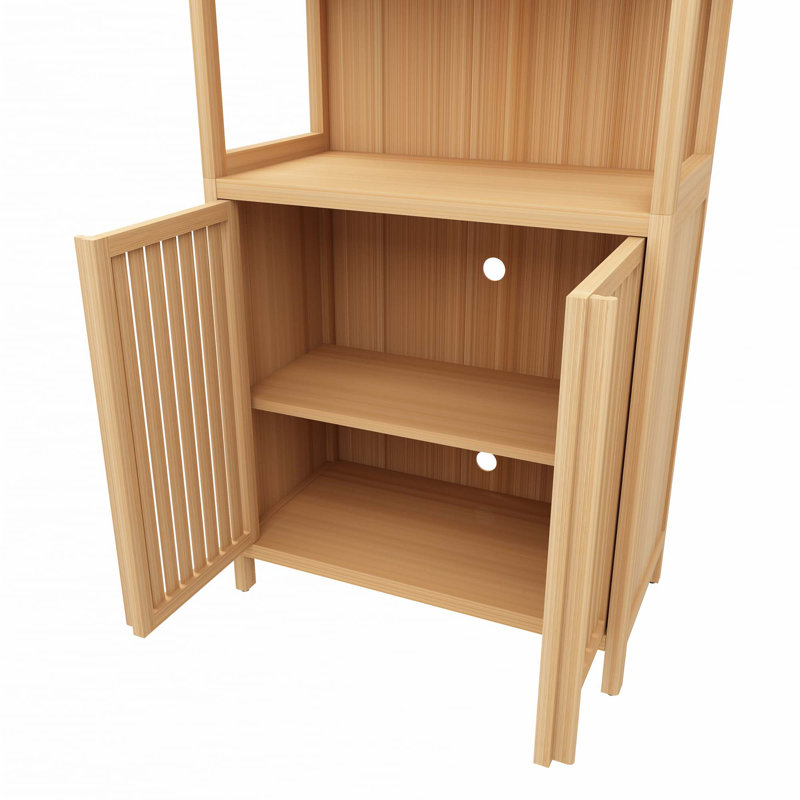 Armoire de rangement en bambou, armoire de salle de bain autoportante, Naturel