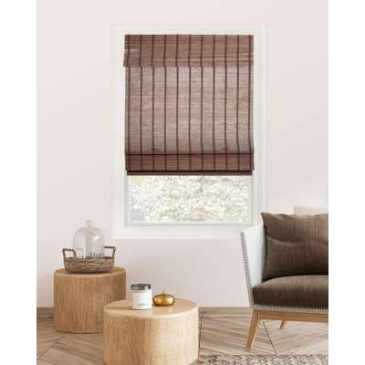 Cordless Light Filtering Woven Wood Bamboo Roman Shade with Valance